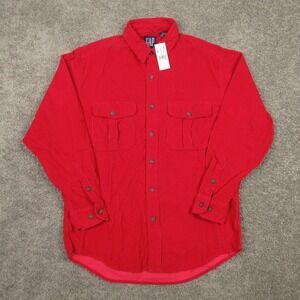 Vintage Gap Shirt Mens Medium Red Corduroy Two Pocket Workwear Outdoor Button Up